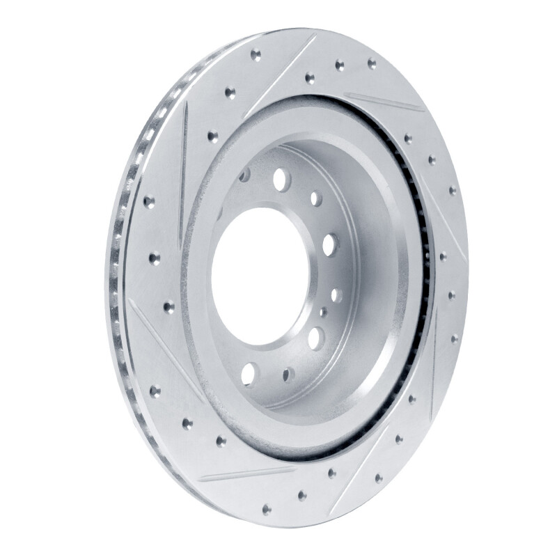 Lexus GX550 Brake Rotor (1) - Rear Right - R1 Concepts - Drilled & Slotted - Silver - `22-`25